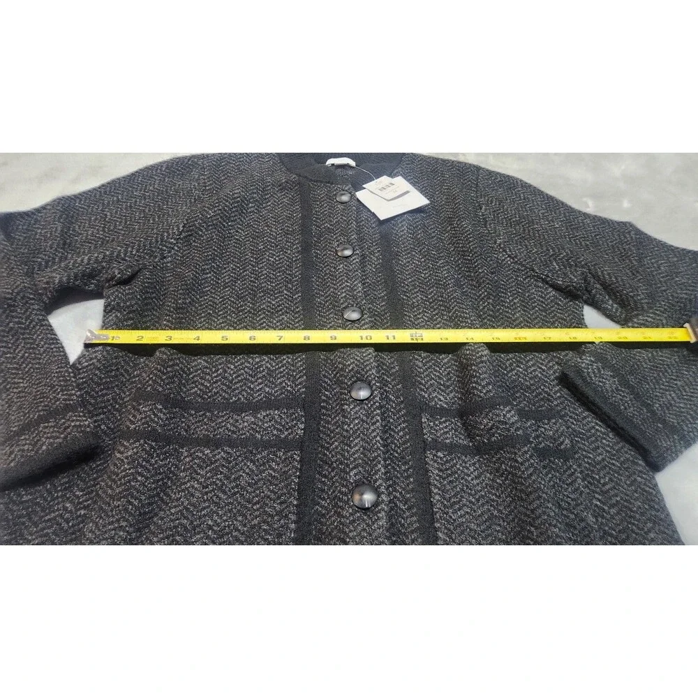 J.Jill Women's Size Medium Black Chevron Sweater Jacket NWT‎ Wool